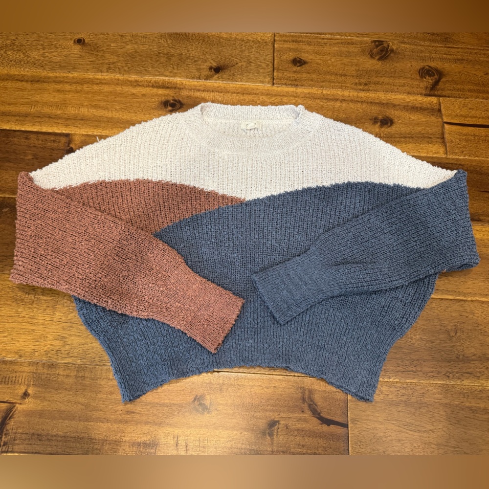 Debut Colorblock Sweater - Blue, White, and Brown